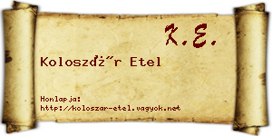 Koloszár Etel névjegykártya